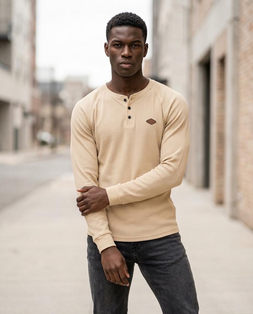 Zumieze - Lamar | Waffle-Knit Henley Shirt Men