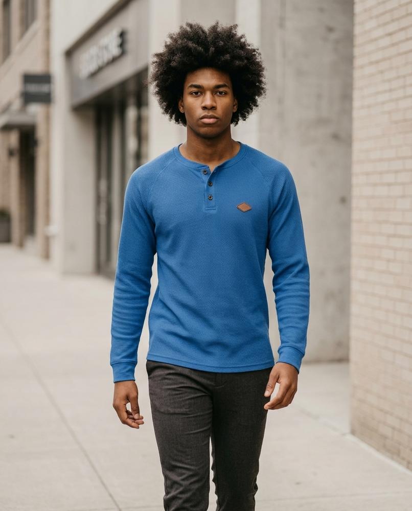 Zumieze - Lamar | Waffle-Knit Henley Shirt Men