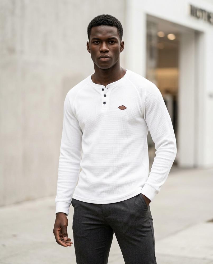 Zumieze - Lamar | Waffle-Knit Henley Shirt Men