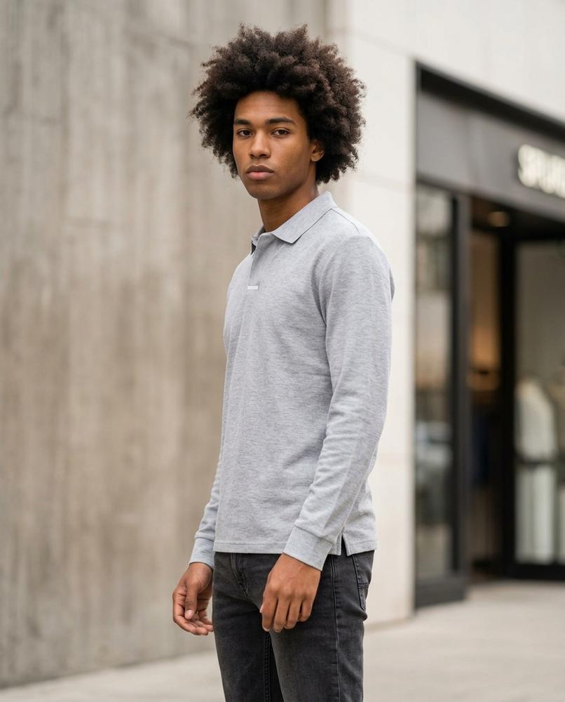 Zumieze - Senal | Long-Sleeved Textured Polo Shirt Men
