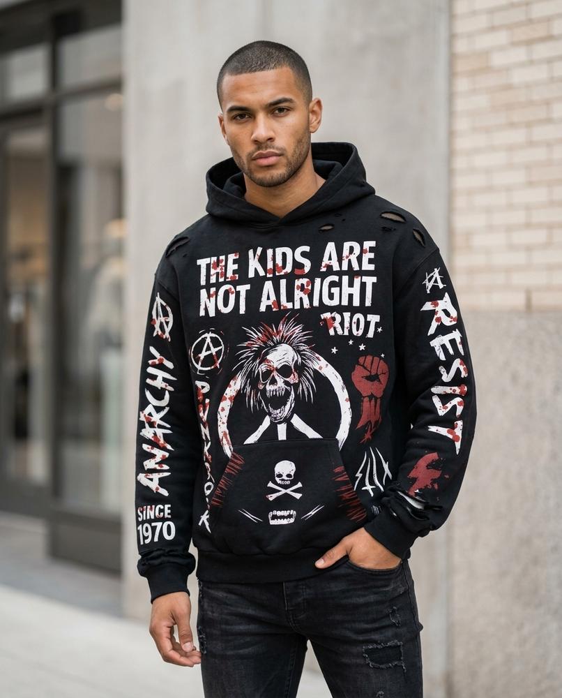 Zumieze - Lonav | Printed Distressed Hoodie Unisex