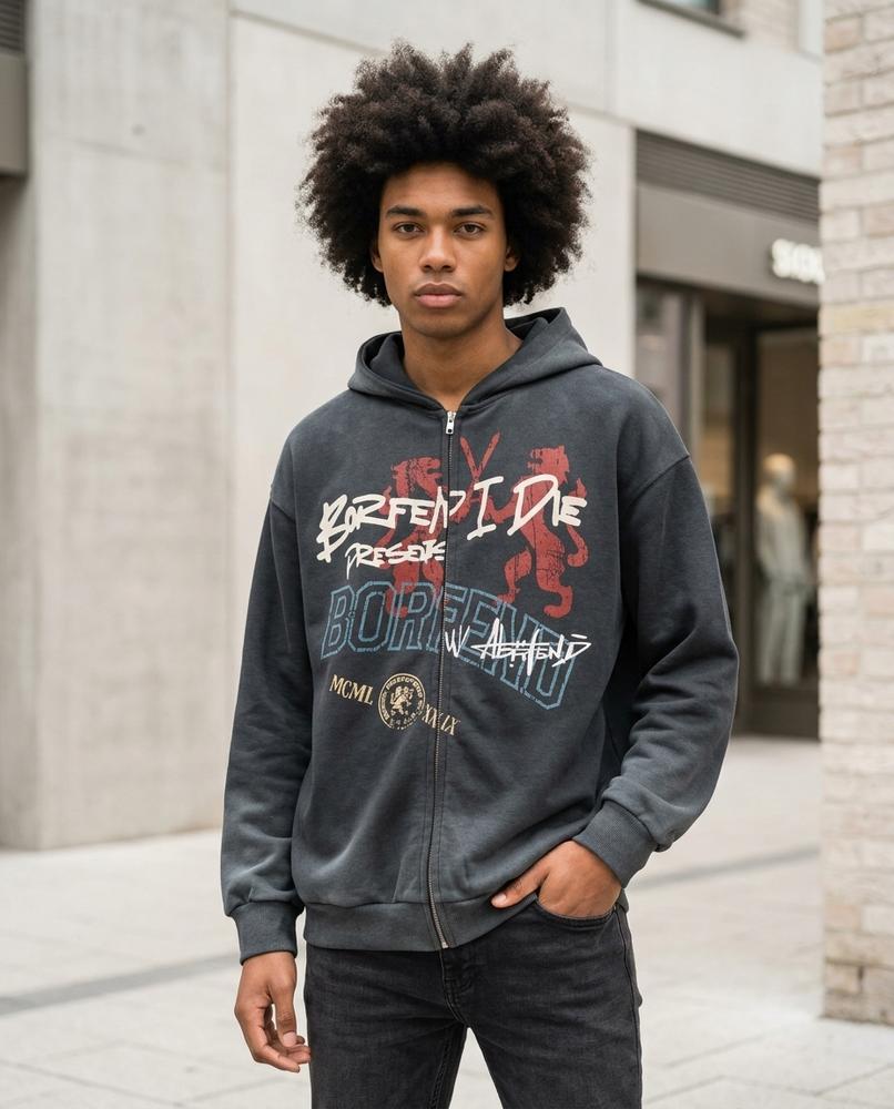 Zumieze - Datir | Zip-Up Graphic Print Hoodie Unisex