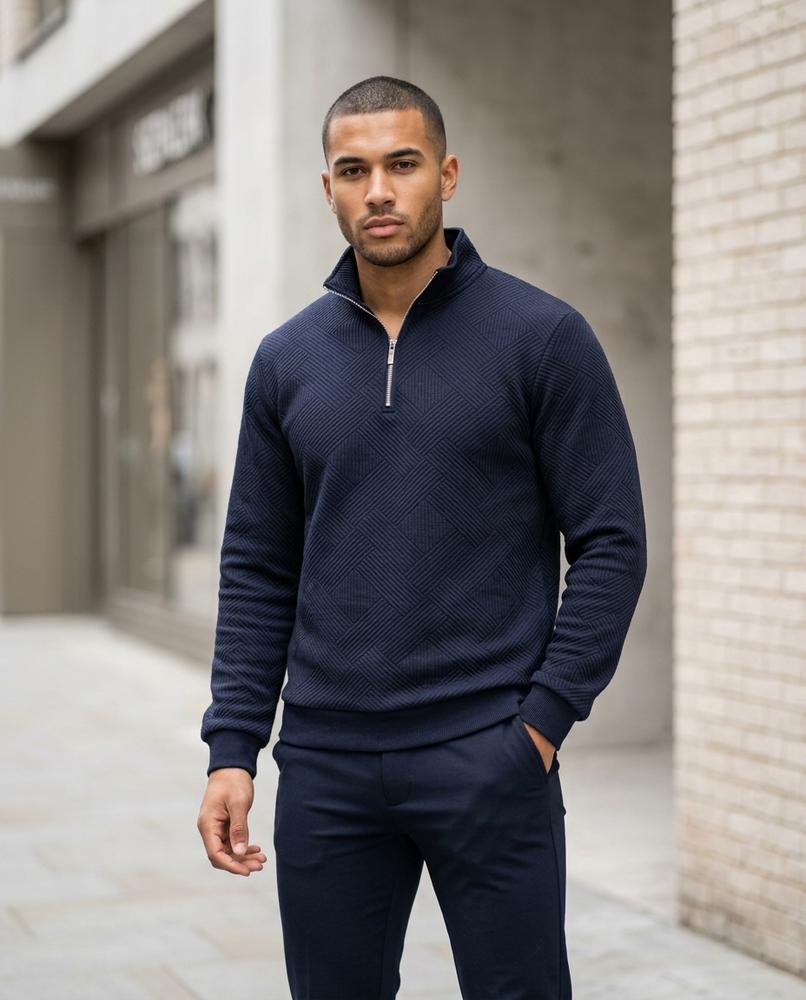 Zumieze - Satir | Textured Quarter-Zip Sweater Men