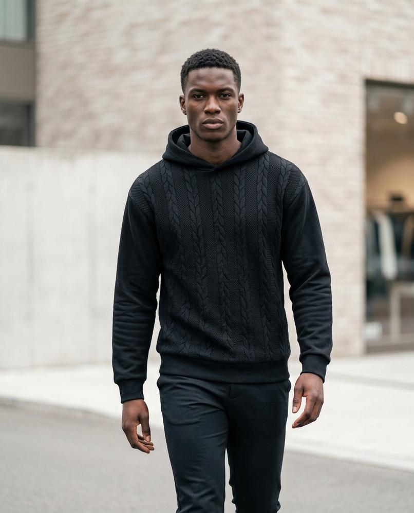 Zumieze - Kasil | Cable-Knit Wool-Lined Hoodie Men