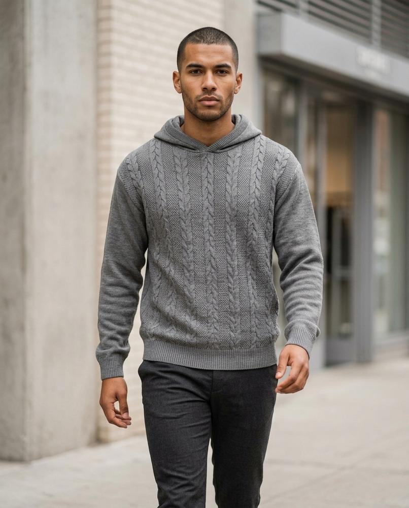 Zumieze - Kasil | Cable-Knit Wool-Lined Hoodie Men