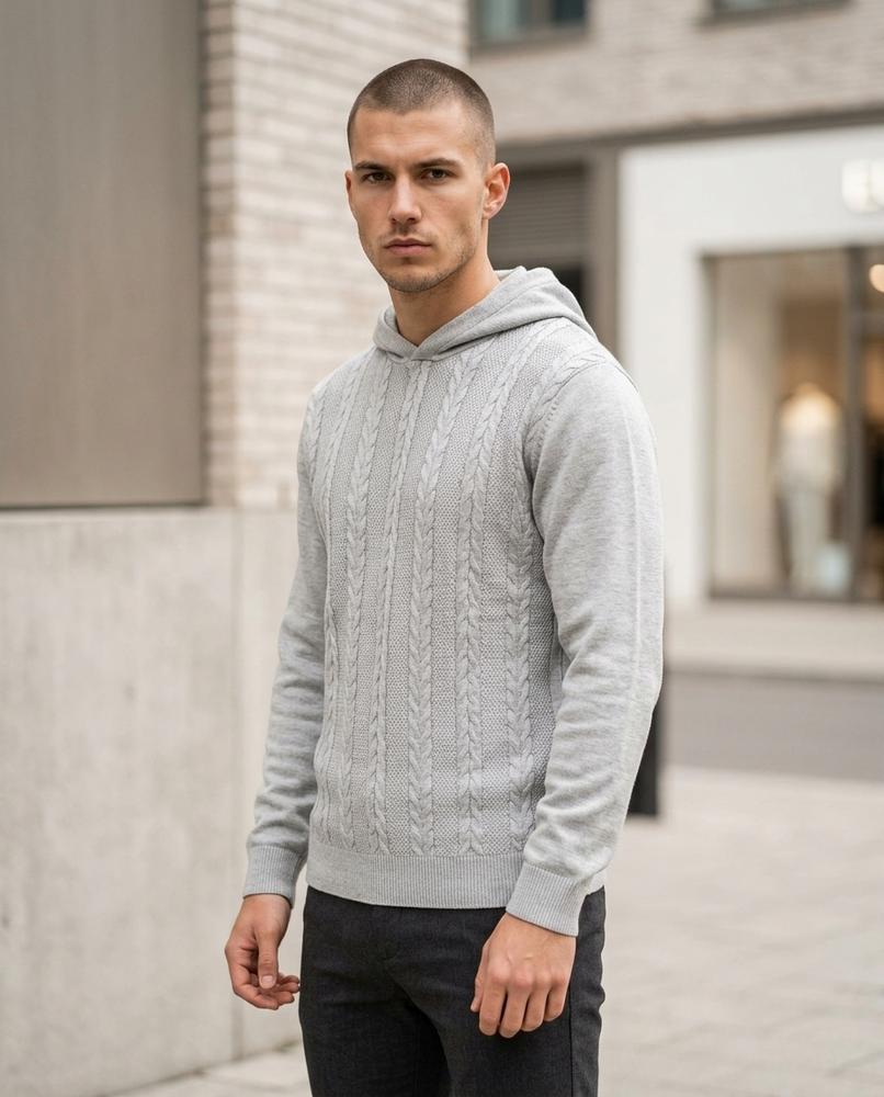 Zumieze - Kasil | Cable-Knit Wool-Lined Hoodie Men