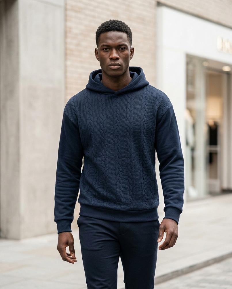 Zumieze - Kasil | Cable-Knit Wool-Lined Hoodie Men