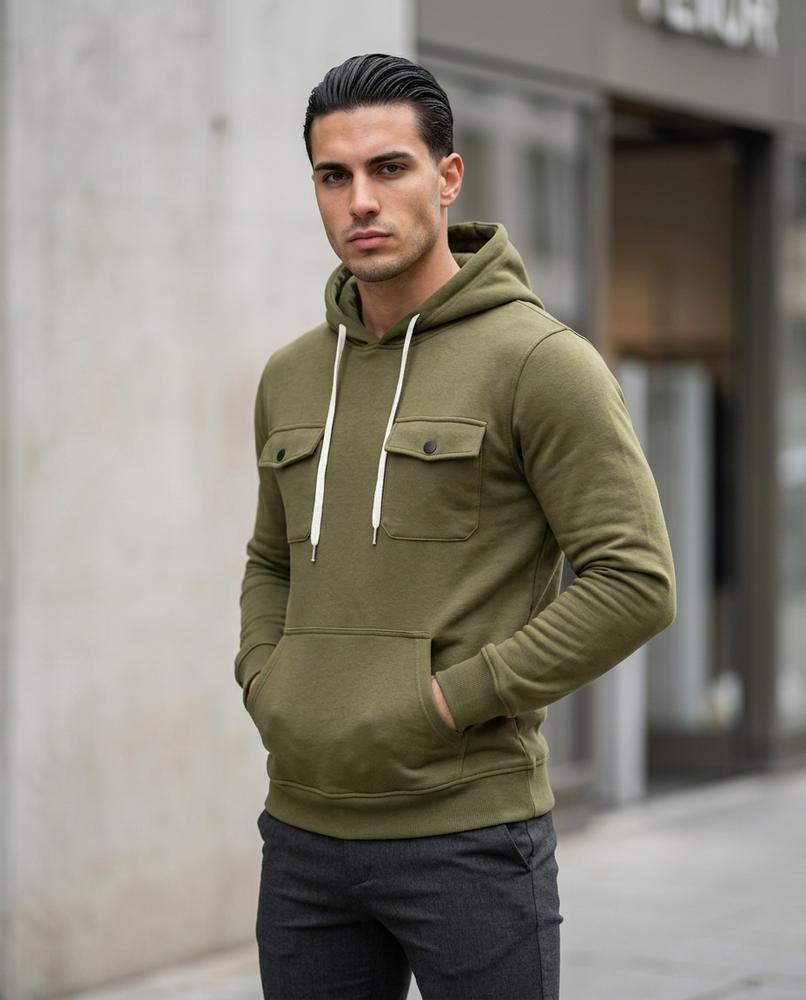 Zumieze - Sevin | Chest-Pocket Drawstring Hoodie Men