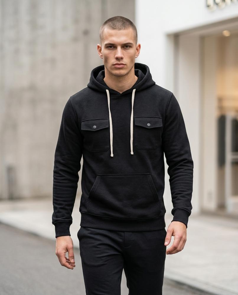 Zumieze - Sevin | Chest-Pocket Drawstring Hoodie Men