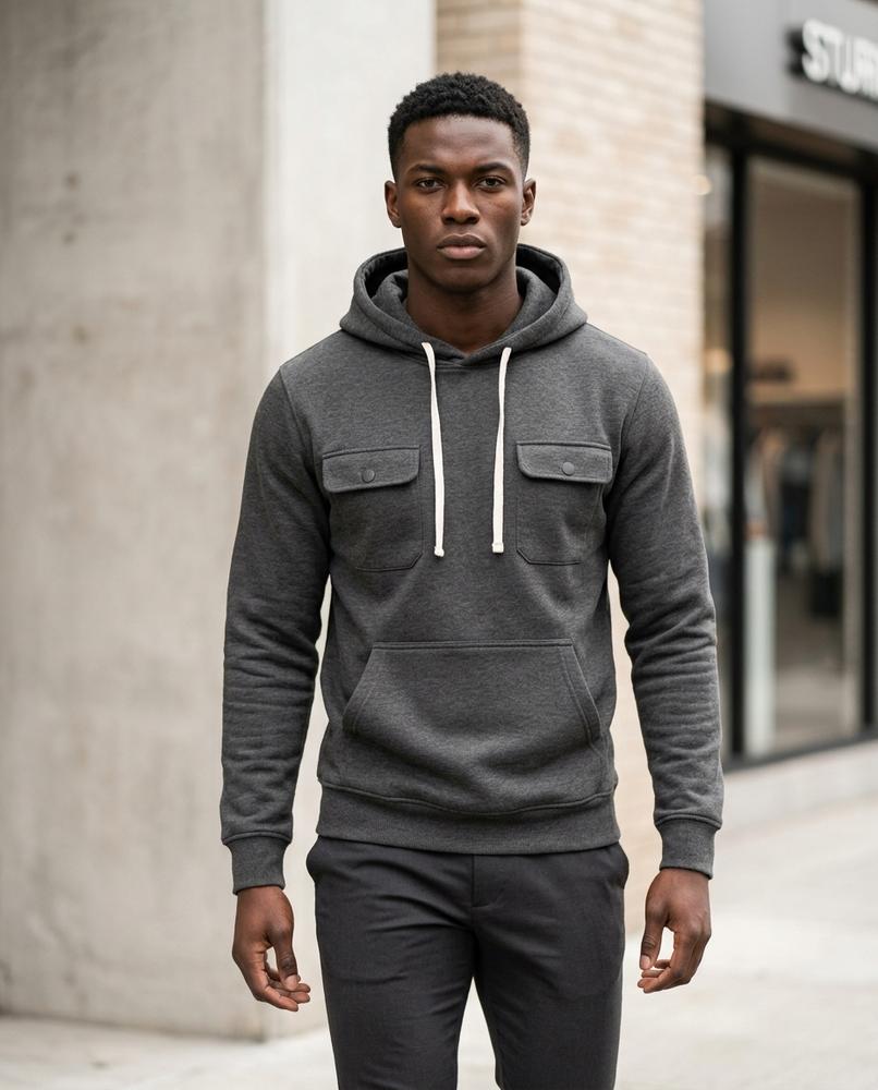 Zumieze - Sevin | Chest-Pocket Drawstring Hoodie Men