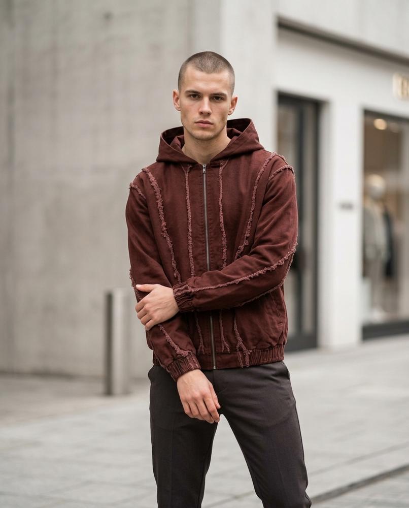 Zumieze - Veran | Frayed-Seam Zip-Up Jacket Men