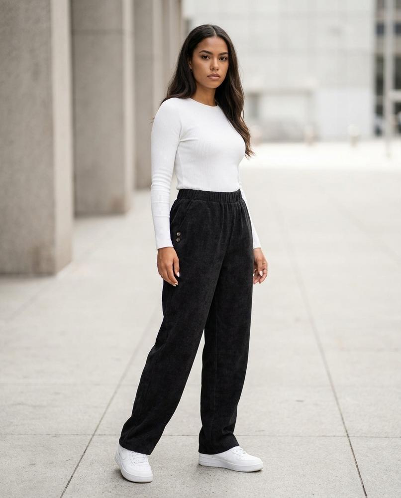 Zumieze - Yomel | Corduroy Elastic-Waist Pants Women