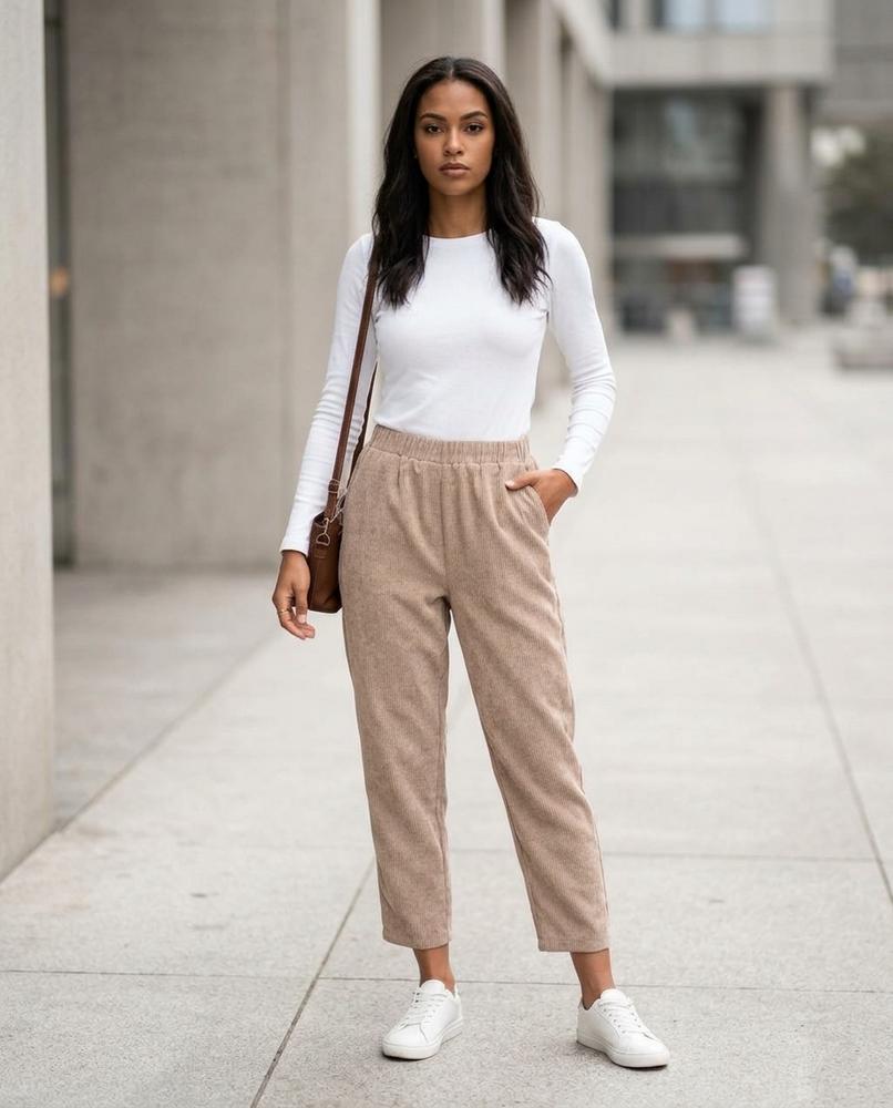 Zumieze - Yomel | Corduroy Elastic-Waist Pants Women